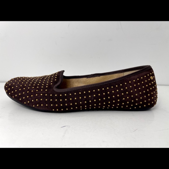 UGG Australia Flats Brown Leather Brass Stud Trim - Picture 1 of 12